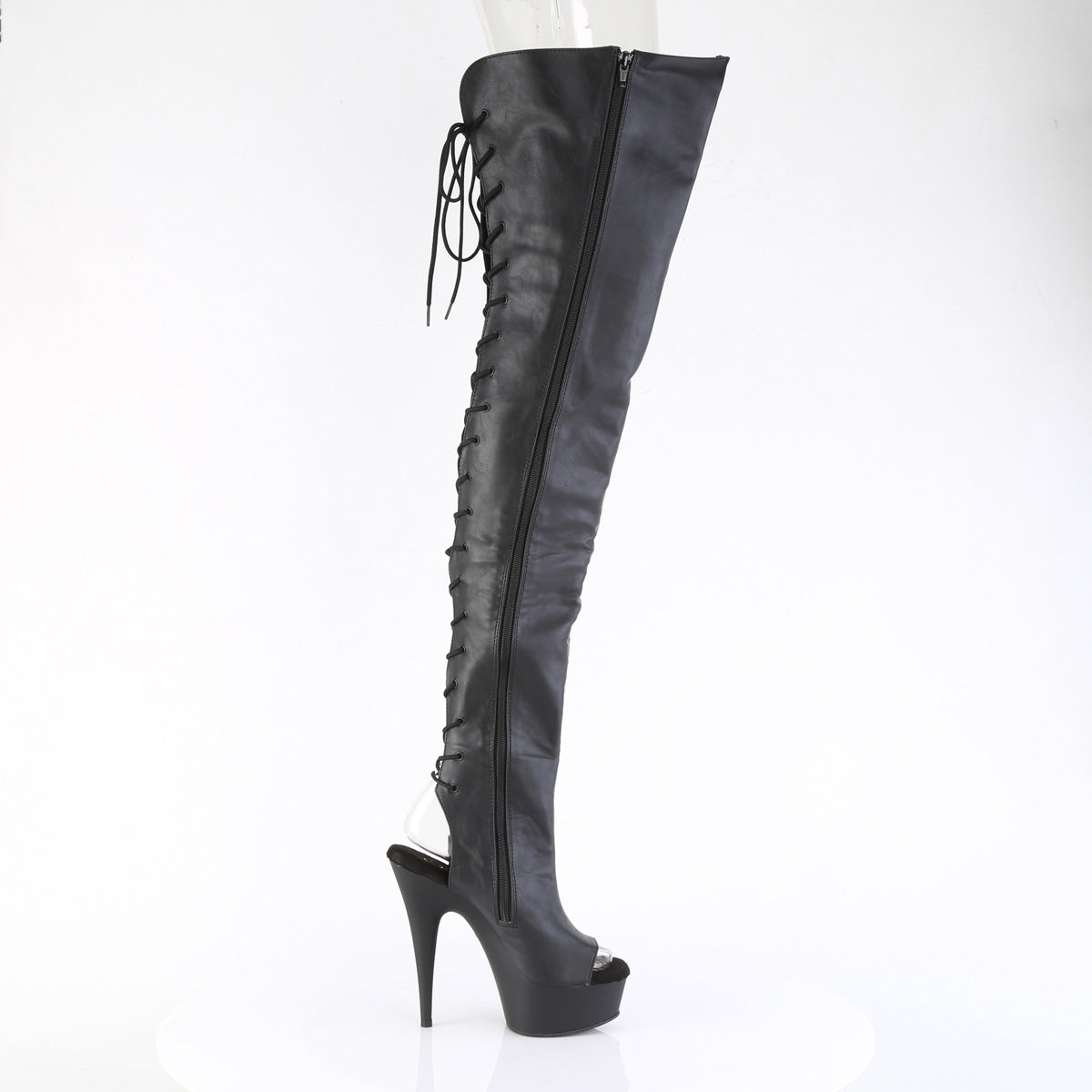DELIGHT-4019 *6" Heel, 1 3/4" PF Back Lace Crotch Boot, Side Zip