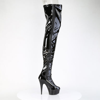DELIGHT-4050 6" Heel, 1 3/4" PF Side Lace Stretch Crotch Boot, Side Zip