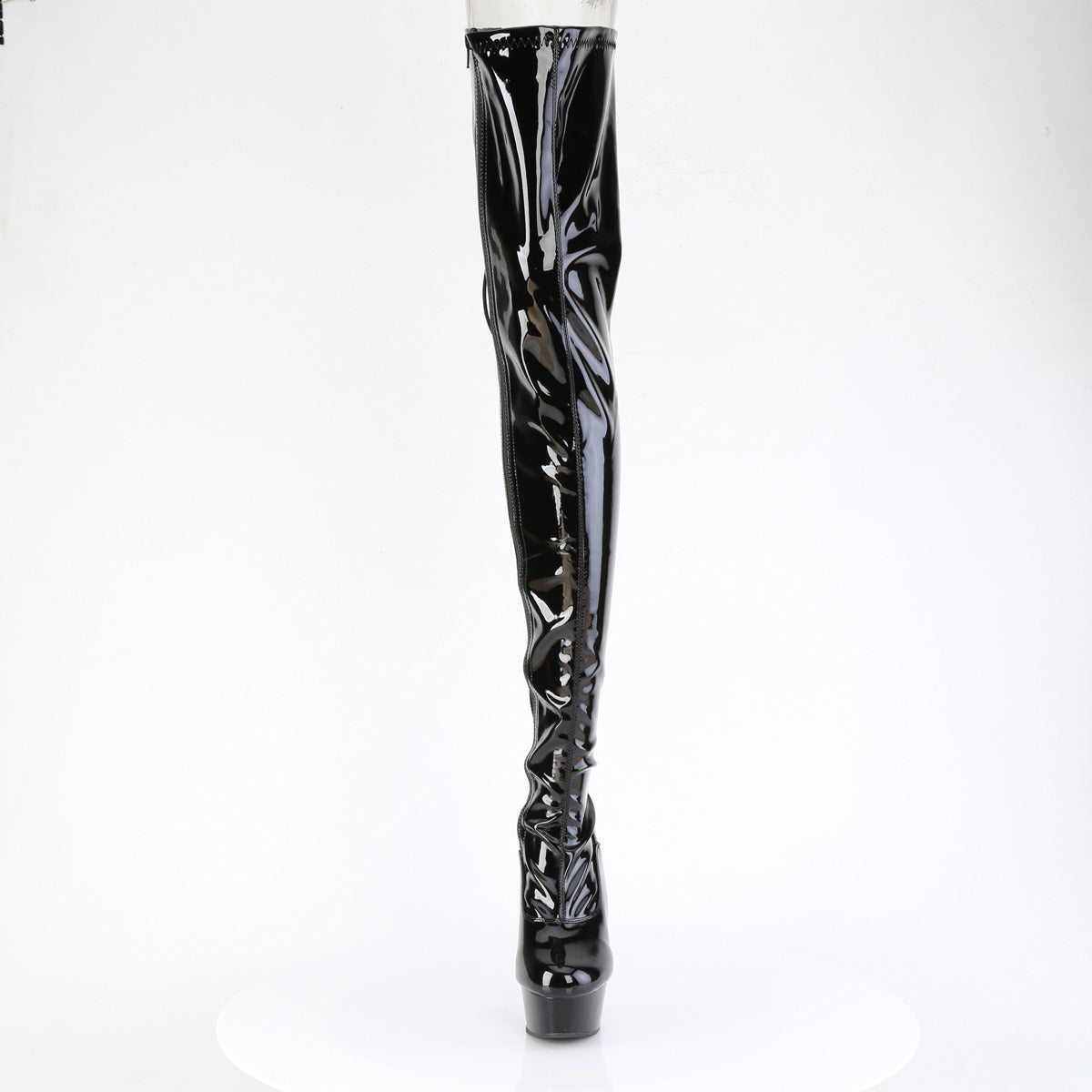 DELIGHT-4063 *6" Heel, 1 3/4" PF Back Lace Stretch Crotch Boot, Side Zip