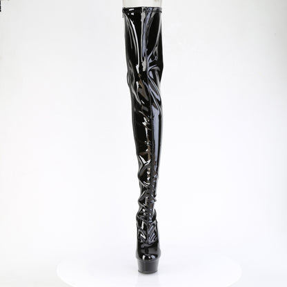 DELIGHT-4063 *6" Heel, 1 3/4" PF Back Lace Stretch Crotch Boot, Side Zip