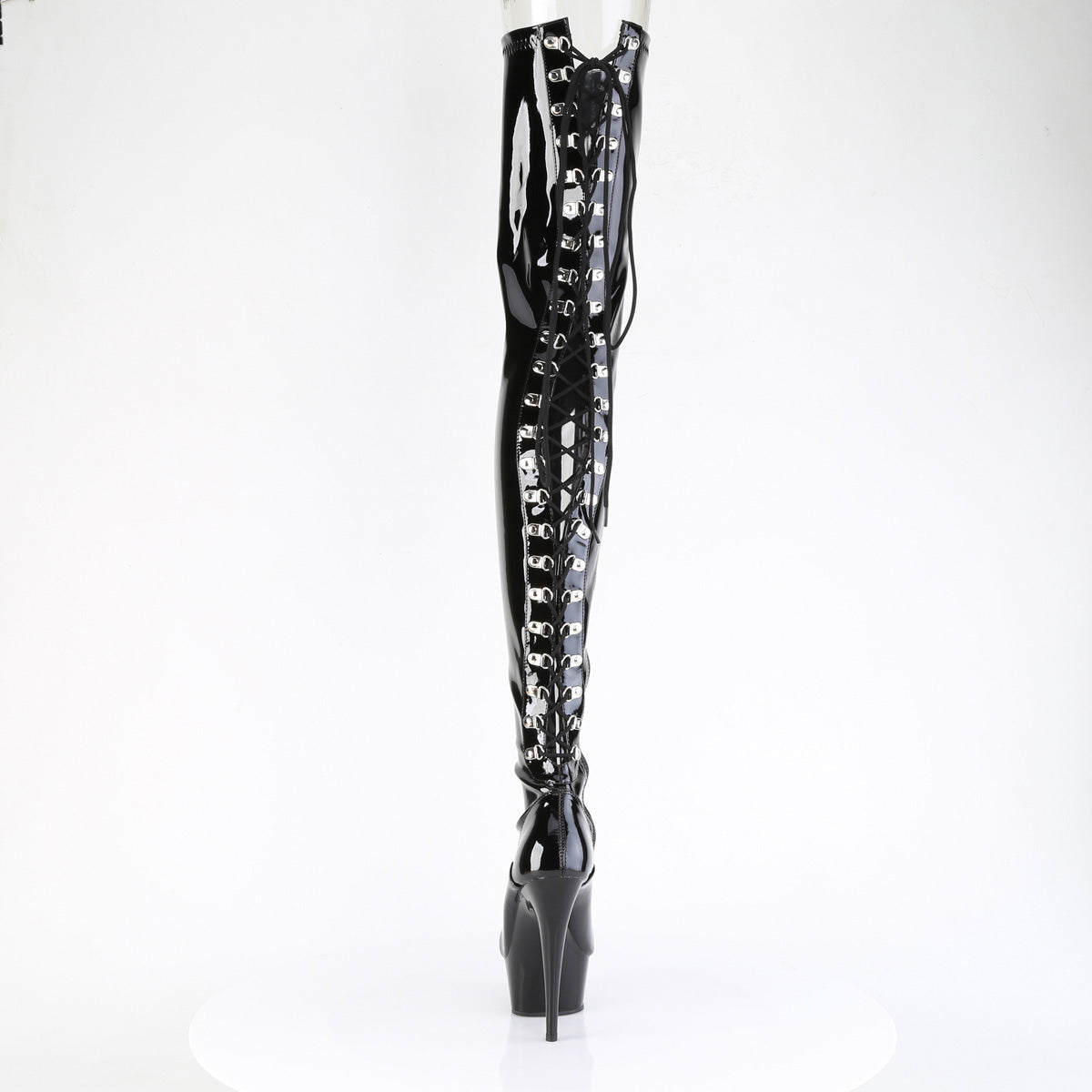DELIGHT-4063 *6" Heel, 1 3/4" PF Back Lace Stretch Crotch Boot, Side Zip