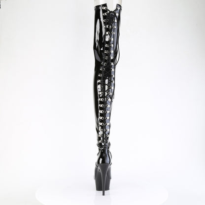 DELIGHT-4063 *6" Heel, 1 3/4" PF Back Lace Stretch Crotch Boot, Side Zip