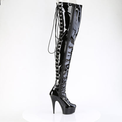 DELIGHT-4063 *6" Heel, 1 3/4" PF Back Lace Stretch Crotch Boot, Side Zip