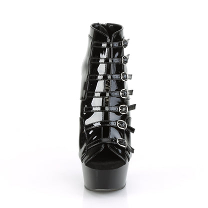 DELIGHT-600-11 *6" Heel, 1 3/4" PF Buckle-up Strappy Ankle Bootie, Back Zip