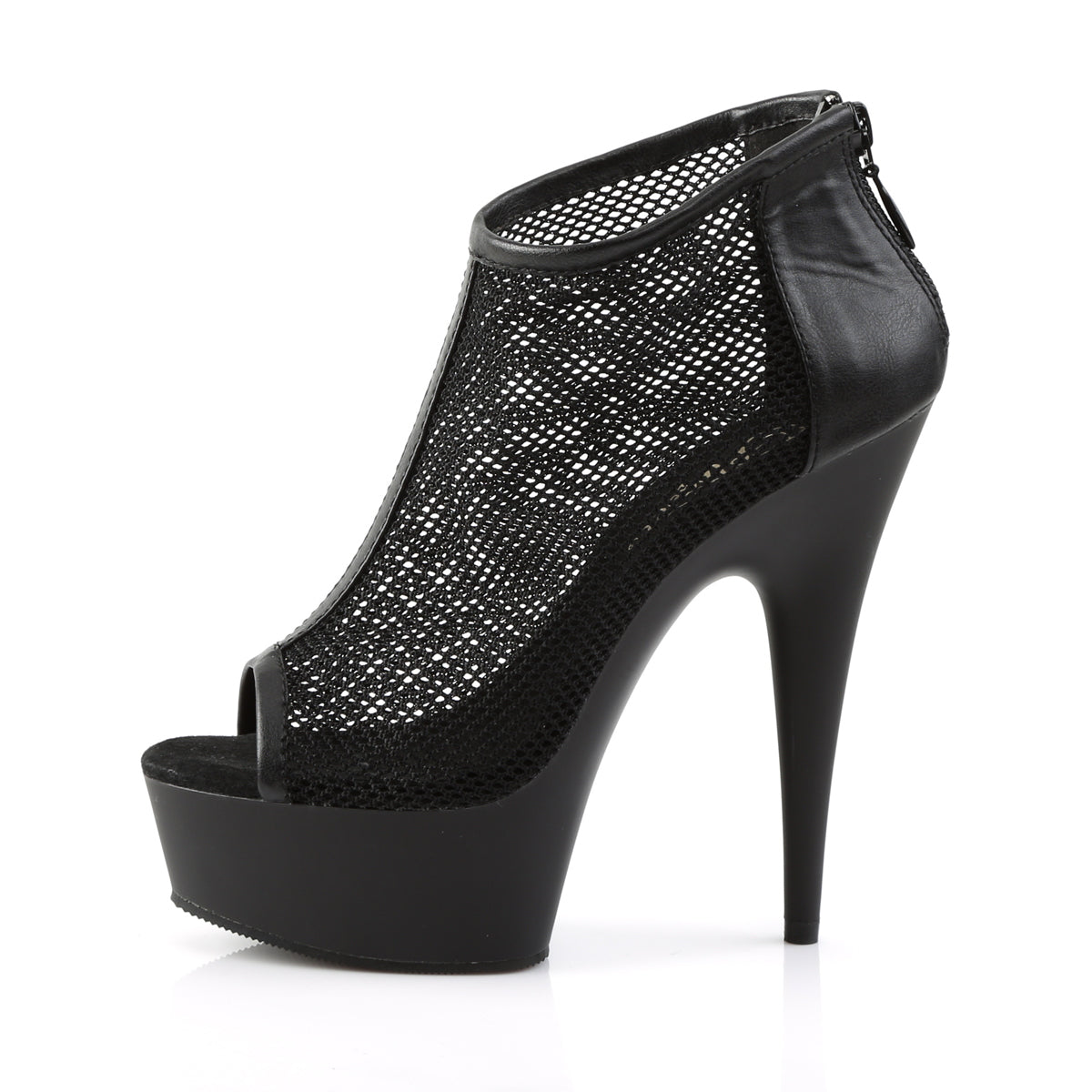 DELIGHT-600-12 *6" Heel, 1 3/4" PF Peep Toe Mesh Bootie, Back Zip