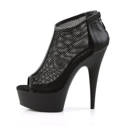 DELIGHT-600-12 *6" Heel, 1 3/4" PF Peep Toe Mesh Bootie, Back Zip