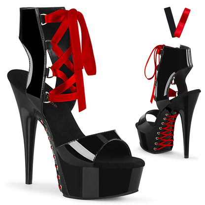 DELIGHT-600-14FH 6" Heel, 1 3/4" PF Front Lace-up Sandal w/ Corset Lacing