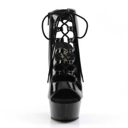 DELIGHT-600-20 6" Heel, 1 3/4" PF Open Toe/Back Front Lace Up Ankle Bootie