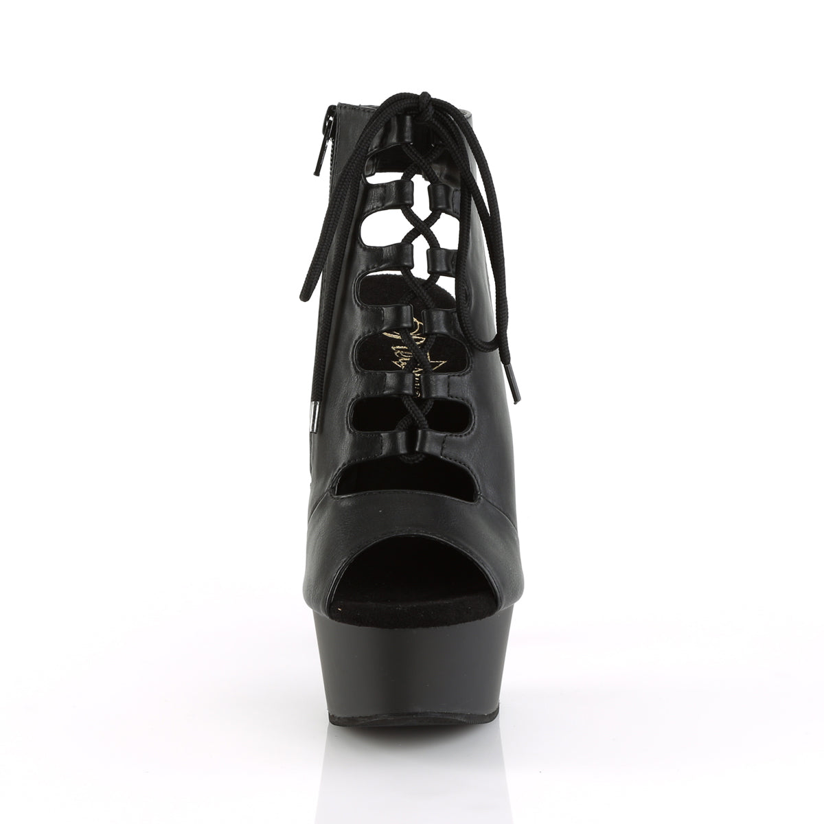 DELIGHT-600-20 6" Heel, 1 3/4" PF Open Toe/Back Front Lace Up Ankle Bootie