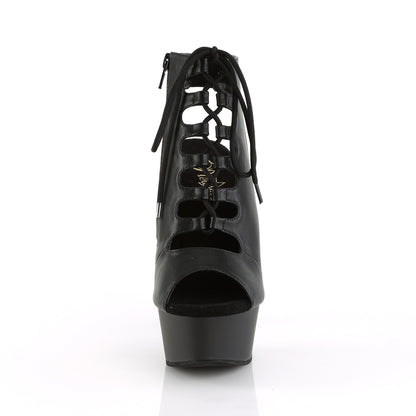 DELIGHT-600-20 6" Heel, 1 3/4" PF Open Toe/Back Front Lace Up Ankle Bootie