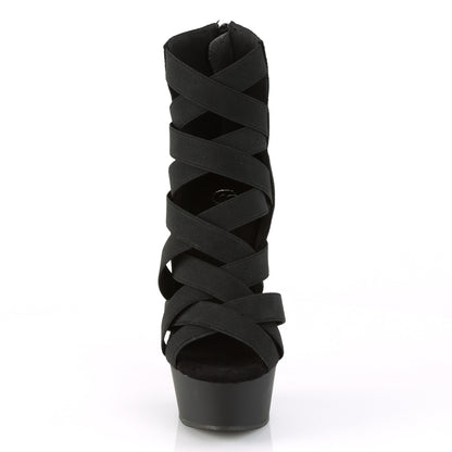 DELIGHT-600-24 6" Heel, 1 3/4" PF Criss Cross Bootie Sandal, Back Zip