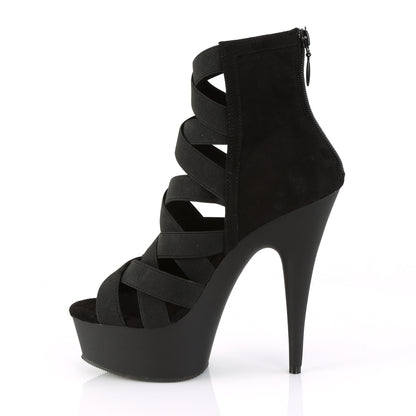 DELIGHT-600-24 6" Heel, 1 3/4" PF Criss Cross Bootie Sandal, Back Zip