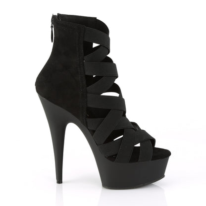 DELIGHT-600-24 6" Heel, 1 3/4" PF Criss Cross Bootie Sandal, Back Zip