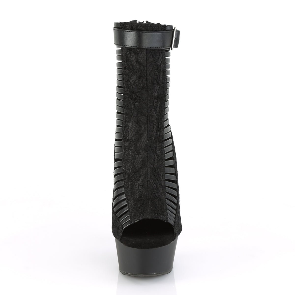 DELIGHT-600-27LC *6" Heel, 1 3/4" PF Open Toe Strappy Ankle Bootie, Back Zip
