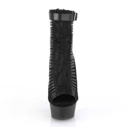 DELIGHT-600-27LC *6" Heel, 1 3/4" PF Open Toe Strappy Ankle Bootie, Back Zip