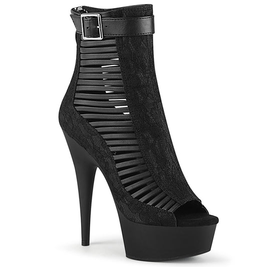 DELIGHT-600-27LC *6" Heel, 1 3/4" PF Open Toe Strappy Ankle Bootie, Back Zip