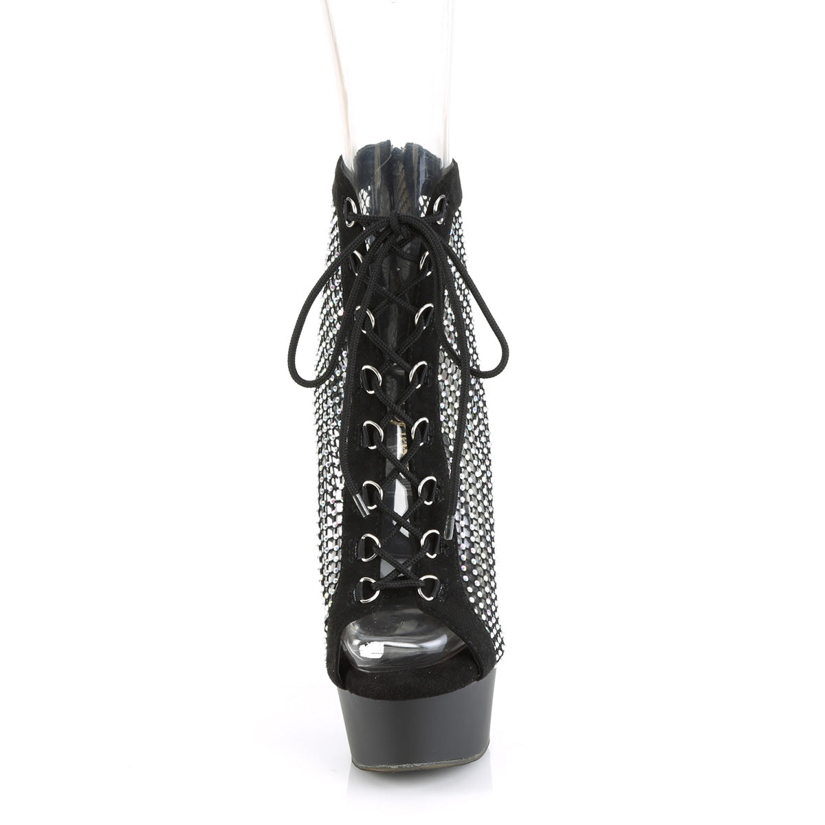 DELIGHT-600-33RM *6" Heel, 1 3/4" PF Lace-Up Peep Toe Ankle Boot, Back Zip