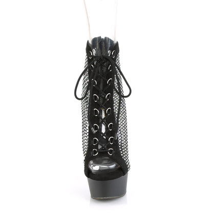 DELIGHT-600-33RM *6" Heel, 1 3/4" PF Lace-Up Peep Toe Ankle Boot, Back Zip