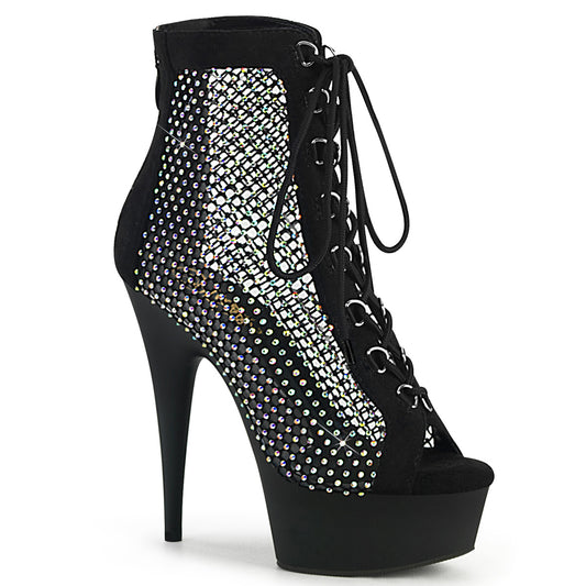 DELIGHT-600-33RM *6" Heel, 1 3/4" PF Lace-Up Peep Toe Ankle Boot, Back Zip
