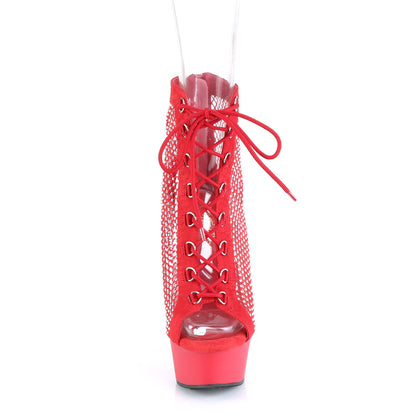 DELIGHT-600-33RM *6" Heel, 1 3/4" PF Lace-Up Peep Toe Ankle Boot, Back Zip