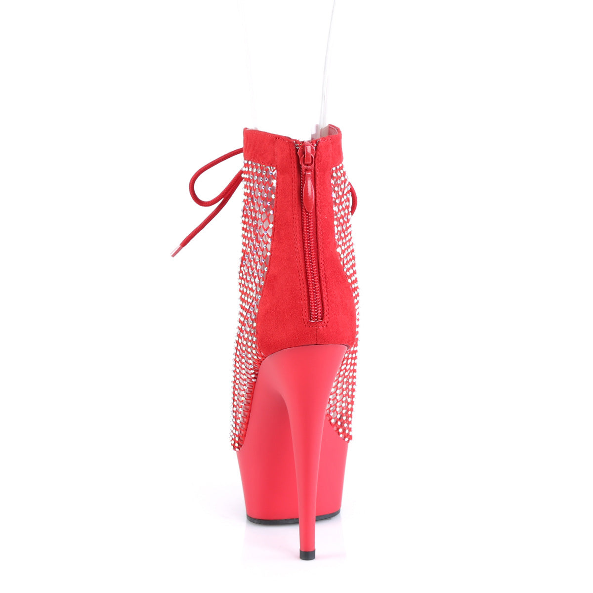 DELIGHT-600-33RM *6" Heel, 1 3/4" PF Lace-Up Peep Toe Ankle Boot, Back Zip