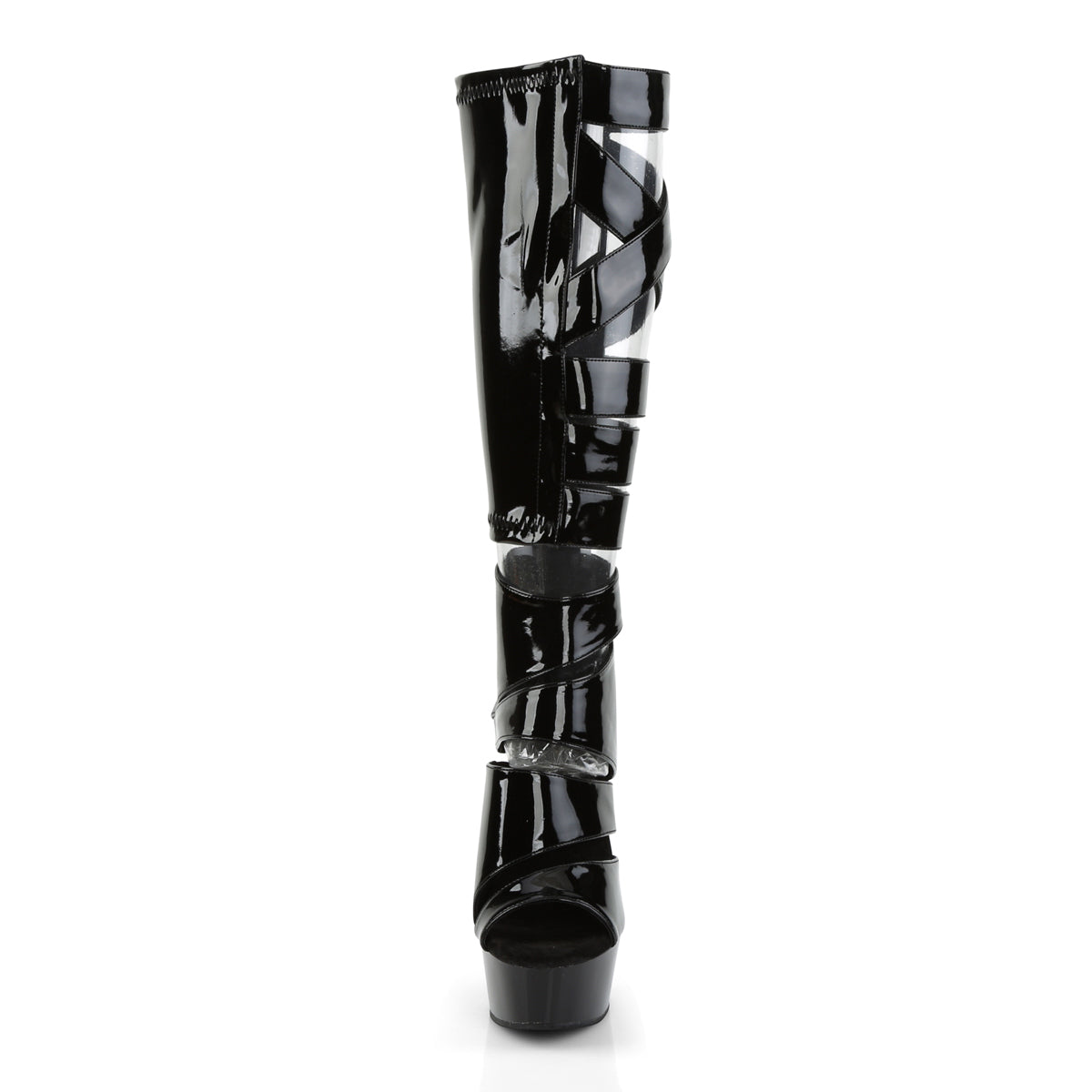 DELIGHT-600-49 6" Heel, 1 3/4" PF Knee High Gladiator Boot, Back Zip