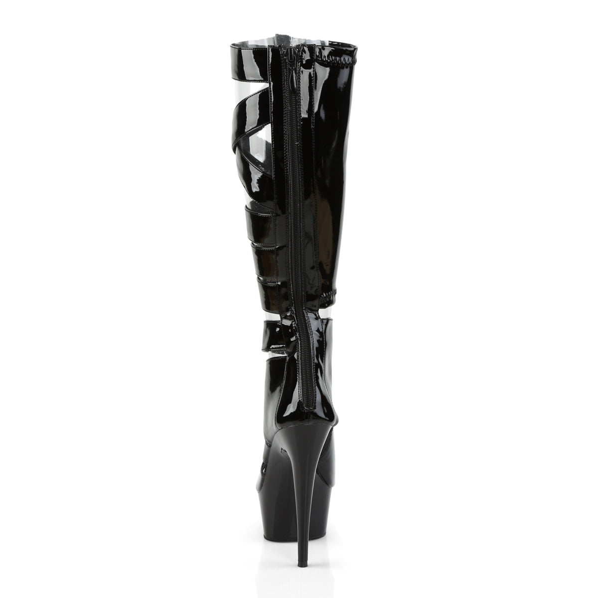 DELIGHT-600-49 6" Heel, 1 3/4" PF Knee High Gladiator Boot, Back Zip