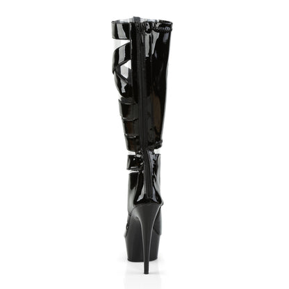 DELIGHT-600-49 6" Heel, 1 3/4" PF Knee High Gladiator Boot, Back Zip