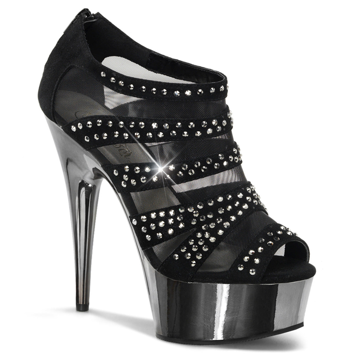 DELIGHT-600-8 *6" Heel, 1 3/4" PF Peep Toe Mesh Ankle Bootie