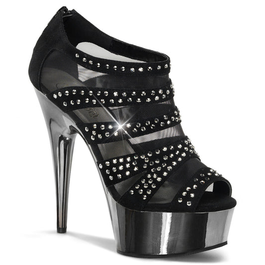 DELIGHT-600-8 *6" Heel, 1 3/4" PF Peep Toe Mesh Ankle Bootie