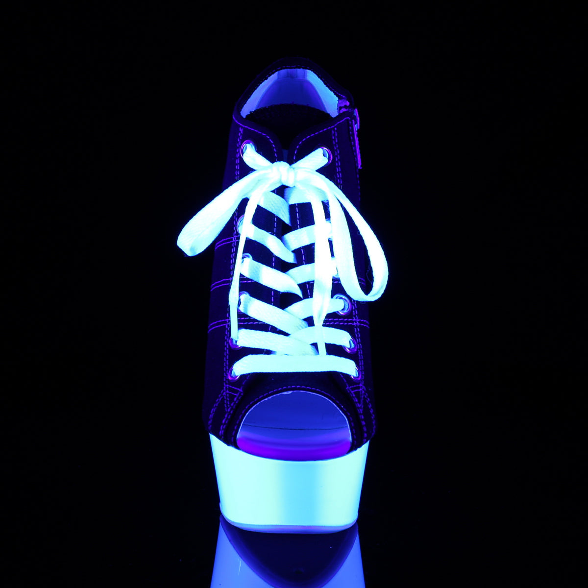 DELIGHT-600SK-01 *6" Heel, 1 3/4" P/F Open Toe Sneaker, Side Zip