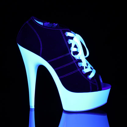 DELIGHT-600SK-01 *6" Heel, 1 3/4" P/F Open Toe Sneaker, Side Zip