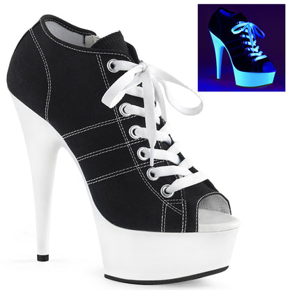DELIGHT-600SK-01 *6" Heel, 1 3/4" P/F Open Toe Sneaker, Side Zip