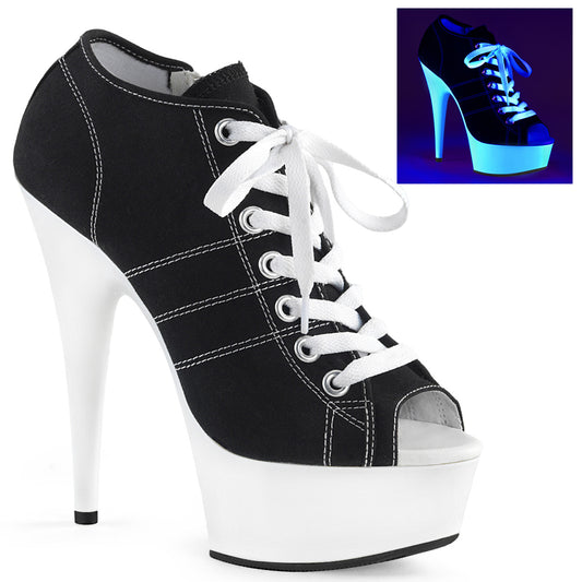 DELIGHT-600SK-01 *6" Heel, 1 3/4" P/F Open Toe Sneaker, Side Zip