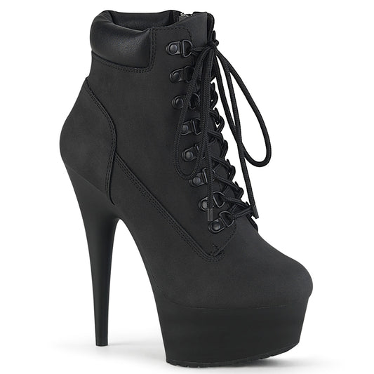 DELIGHT-600TL-02 *6" Heel, 1 3/4" PF Lace-up Front Bootie, Side Zip