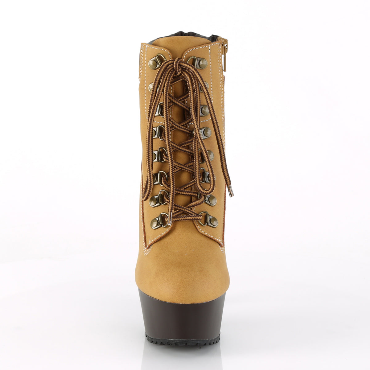 DELIGHT-600TL-02 *6" Heel, 1 3/4" PF Lace-up Front Bootie, Side Zip