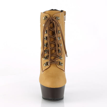 DELIGHT-600TL-02 *6" Heel, 1 3/4" PF Lace-up Front Bootie, Side Zip
