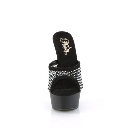 DELIGHT-601-6RM 6" Heel, 1 3/4" PF Rhinestone Mesh Slide