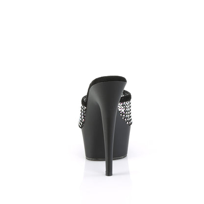 DELIGHT-601-6RM 6" Heel, 1 3/4" PF Rhinestone Mesh Slide