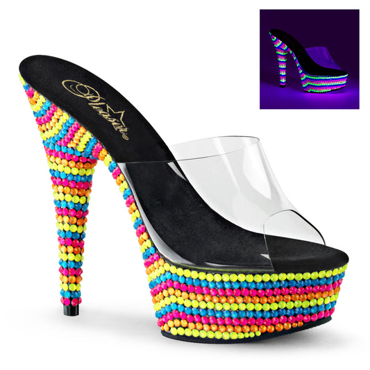 DELIGHT-601RBS *6"Heel, 1 3/4" PF Slide W/Neon UV Reactive Stones