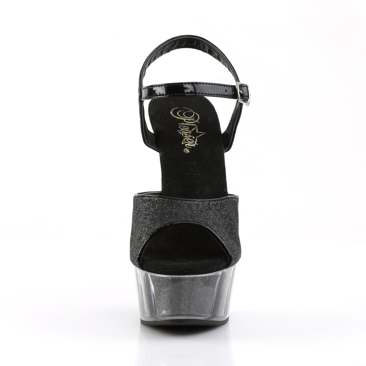 DELIGHT-609-5G *6" Heel, 1 3/4" Glitter-filled PF Ankle Strap Sandal
