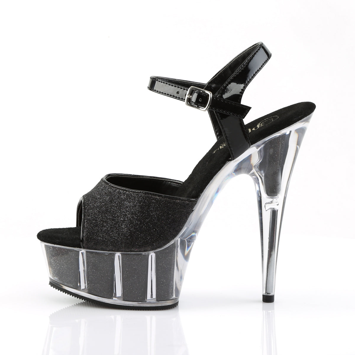 DELIGHT-609-5G *6" Heel, 1 3/4" Glitter-filled PF Ankle Strap Sandal