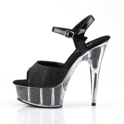 DELIGHT-609-5G *6" Heel, 1 3/4" Glitter-filled PF Ankle Strap Sandal