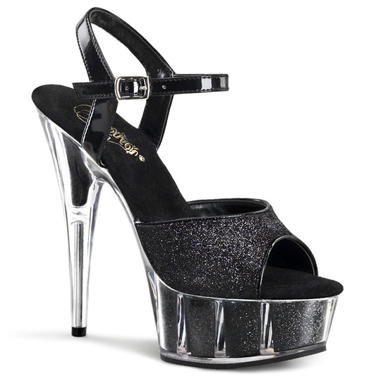 DELIGHT-609-5G *6" Heel, 1 3/4" Glitter-filled PF Ankle Strap Sandal