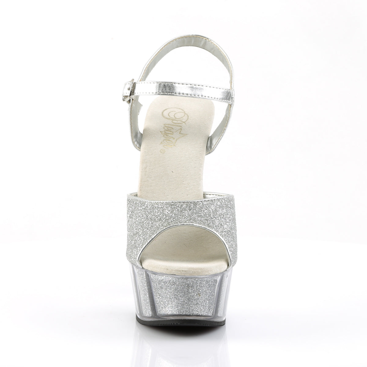 DELIGHT-609-5G *6" Heel, 1 3/4" Glitter-filled PF Ankle Strap Sandal