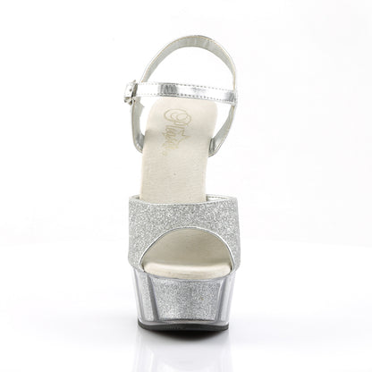 DELIGHT-609-5G *6" Heel, 1 3/4" Glitter-filled PF Ankle Strap Sandal