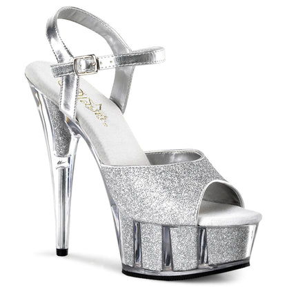 DELIGHT-609-5G *6" Heel, 1 3/4" Glitter-filled PF Ankle Strap Sandal