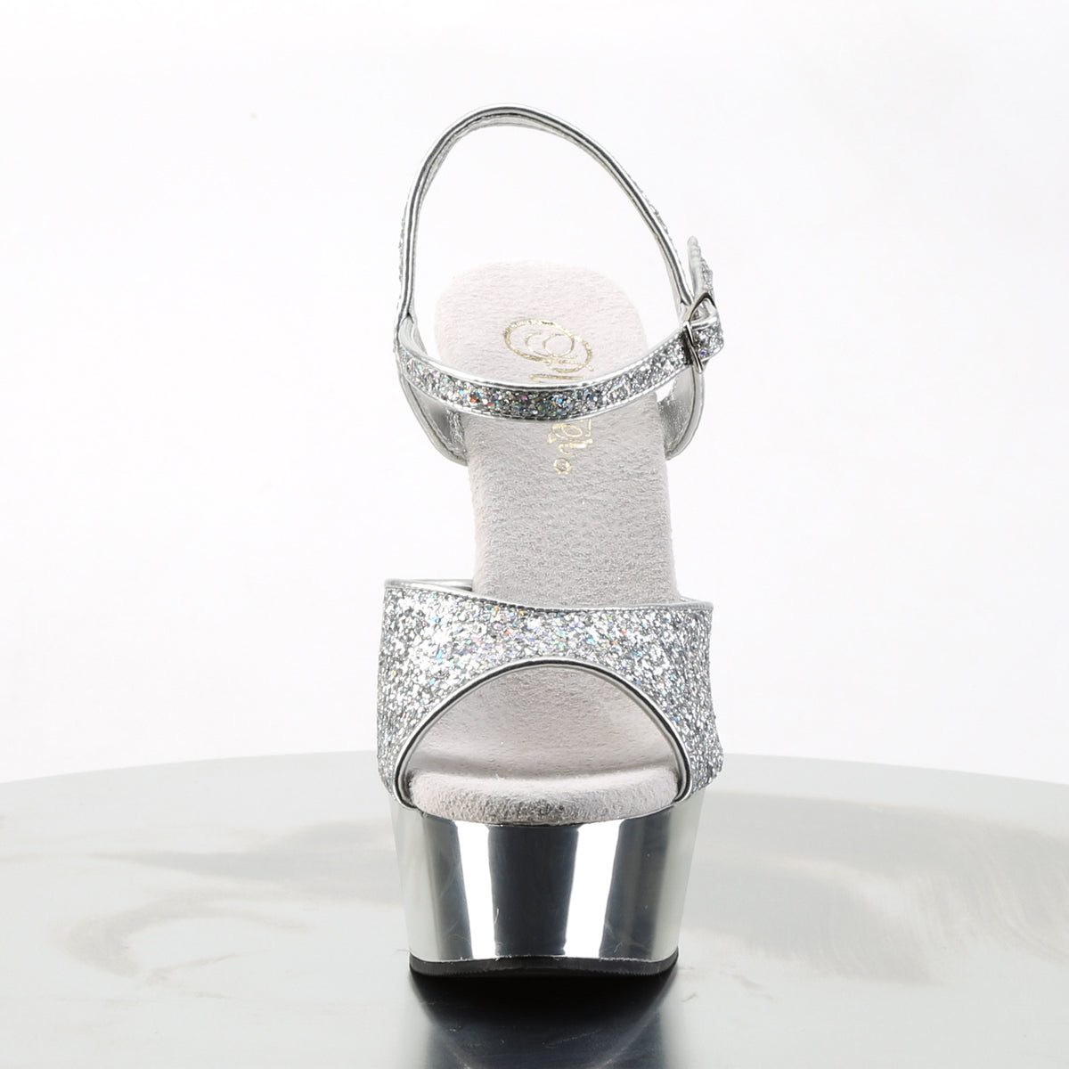 DELIGHT-609G 6" Heel, 1 3/4" Gold Chrome PF Ankle Strap Sandal