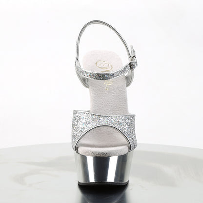 DELIGHT-609G 6" Heel, 1 3/4" Gold Chrome PF Ankle Strap Sandal