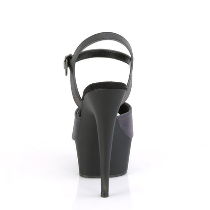 DELIGHT-609REFL *6" Heel, 1 3/4" PF Ankle Strap Sandal w/Reflective Effect
